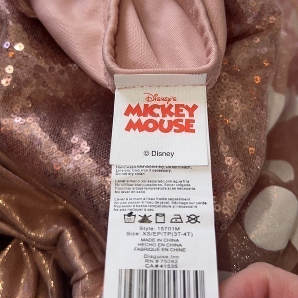 Disney Minnie Mouse‎ Deluxe Rose Gold Halloween Costume Dress XS 3T-4T - Picture 5 of 9